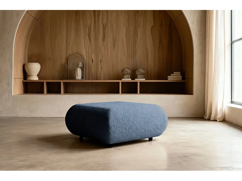 LEVI - Pouf en tissu lisse Bleu 88x88x41