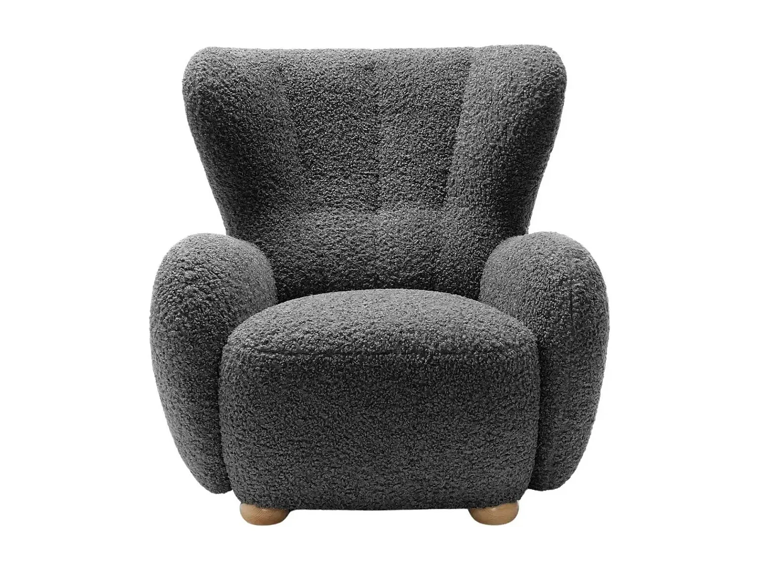 LILI - Fauteuil tissu bouclette - Gris foncé