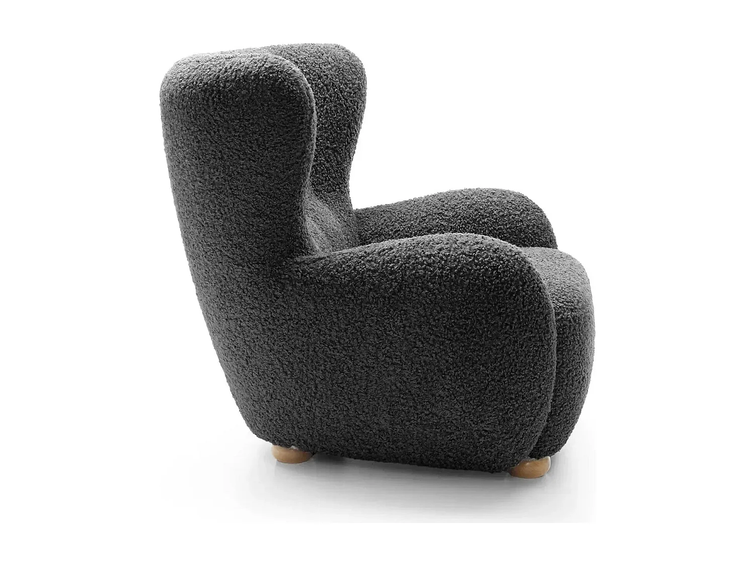 LILI - Fauteuil tissu bouclette - Gris foncé