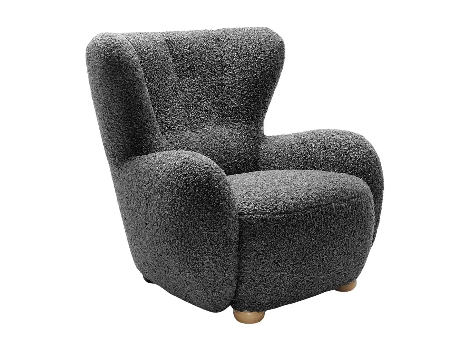 LILI - Fauteuil tissu bouclette - Gris foncé