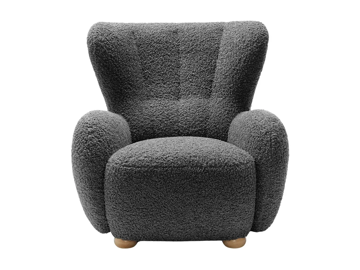 LILI - Fauteuil tissu bouclette - Gris foncé