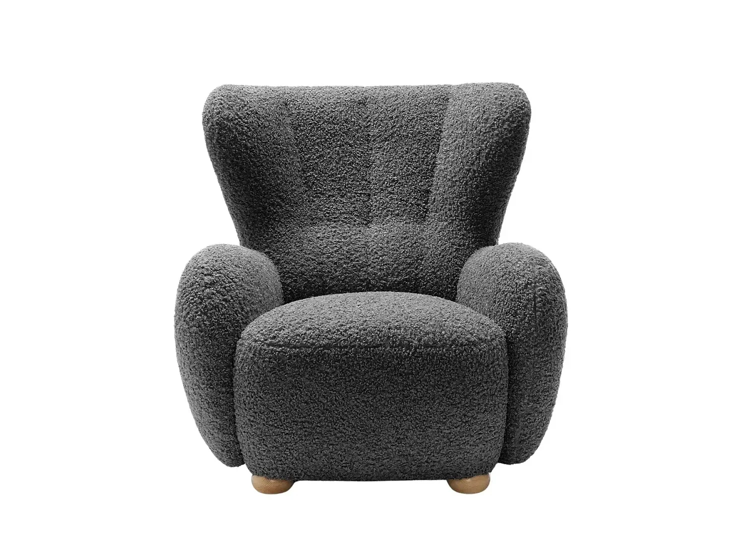 LILI - Fauteuil tissu bouclette - Gris foncé