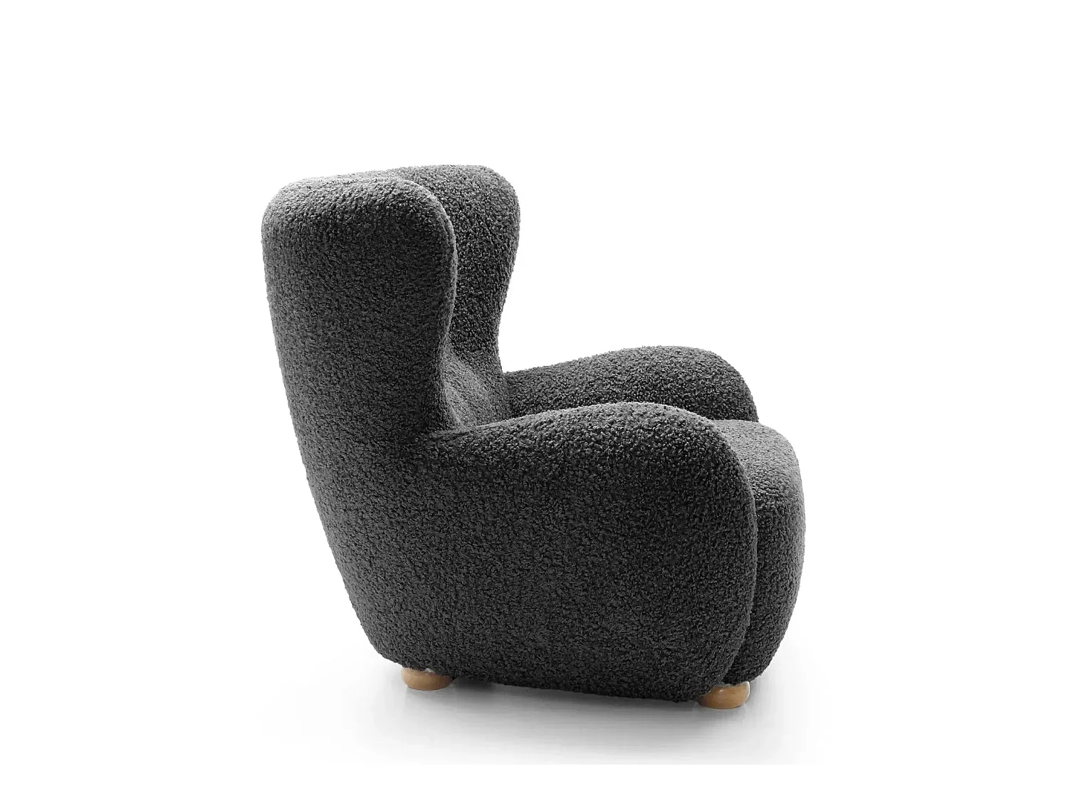 LILI - Fauteuil tissu bouclette - Gris foncé
