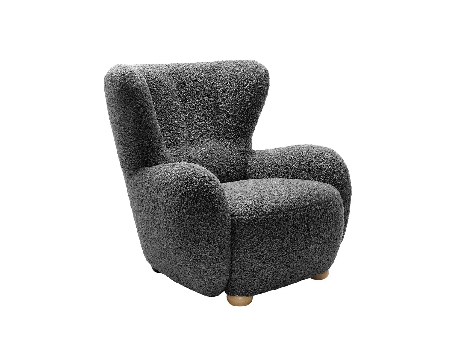 LILI - Fauteuil tissu bouclette - Gris foncé