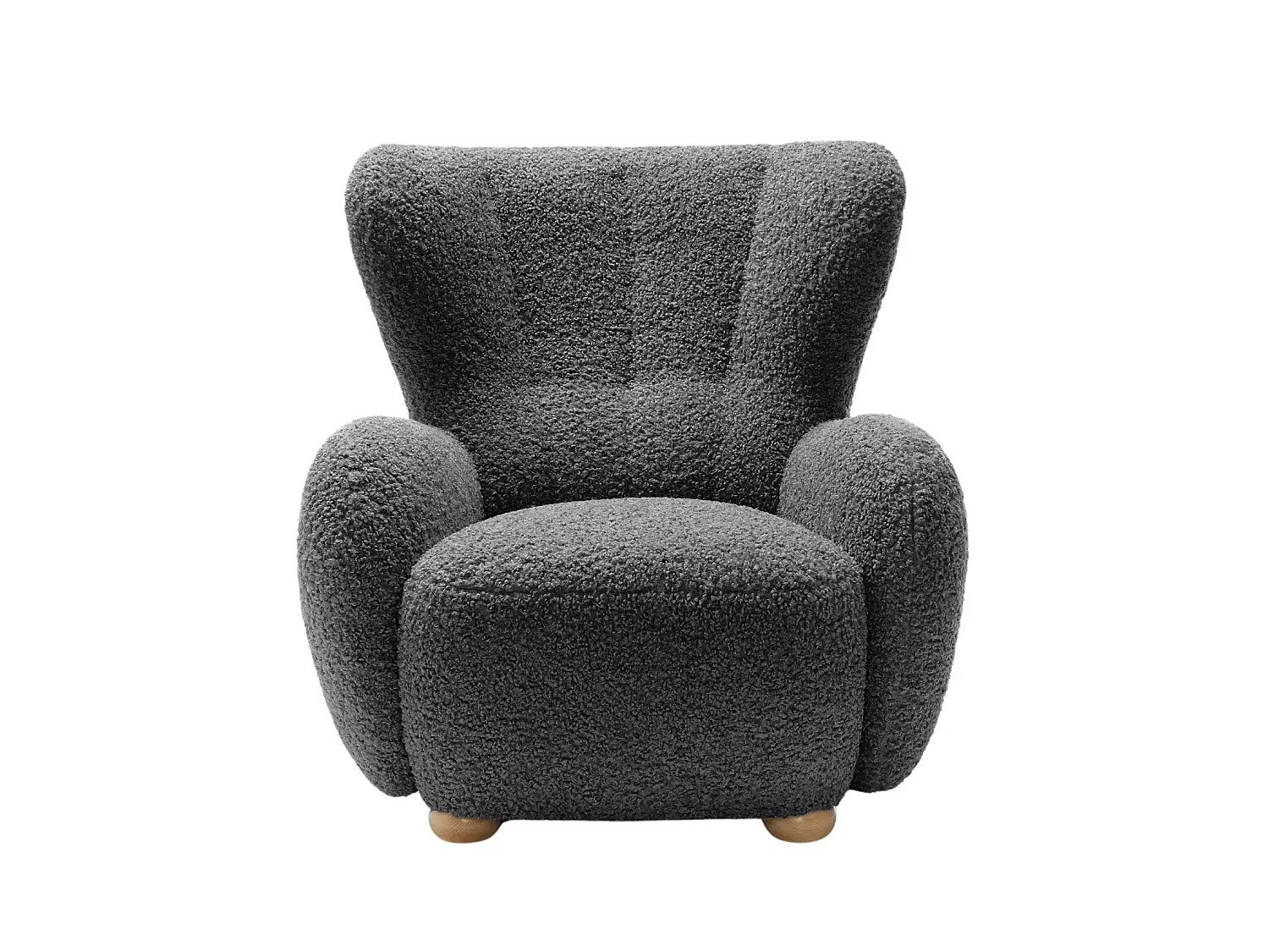 LILI - Fauteuil tissu bouclette - Gris foncé