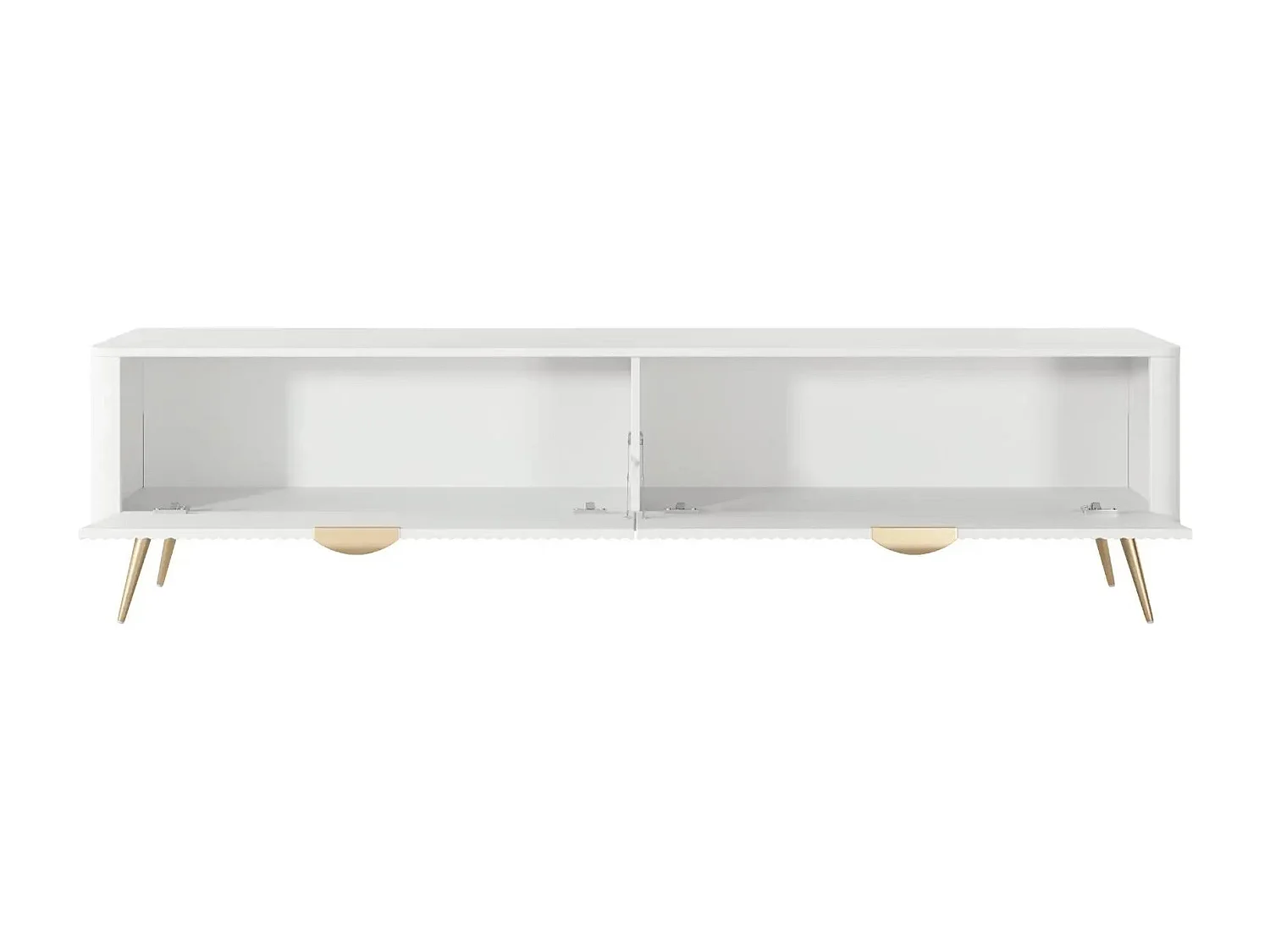 JOUDY - Meuble TV 200cm effet rainuré - Blanc