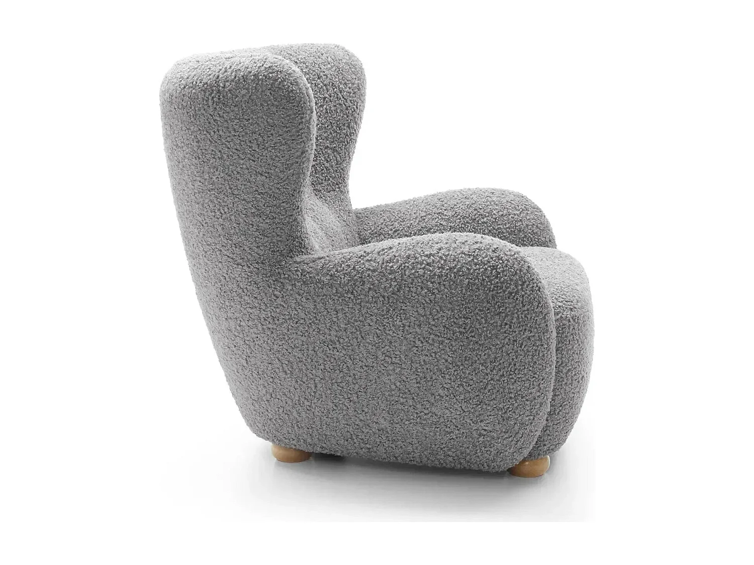 LILI - Fauteuil tissu bouclette - Gris clair