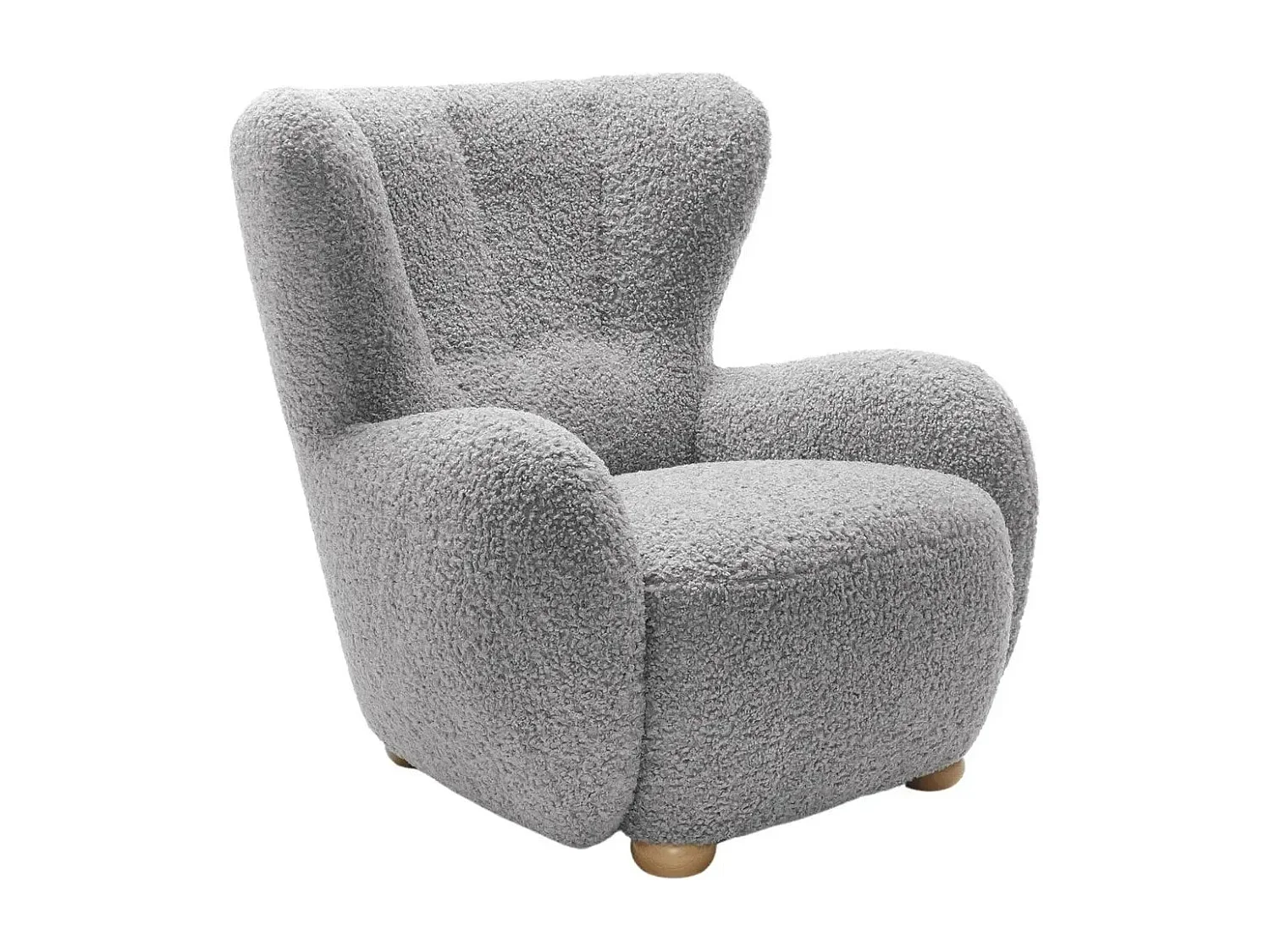 LILI - Fauteuil tissu bouclette - Gris clair