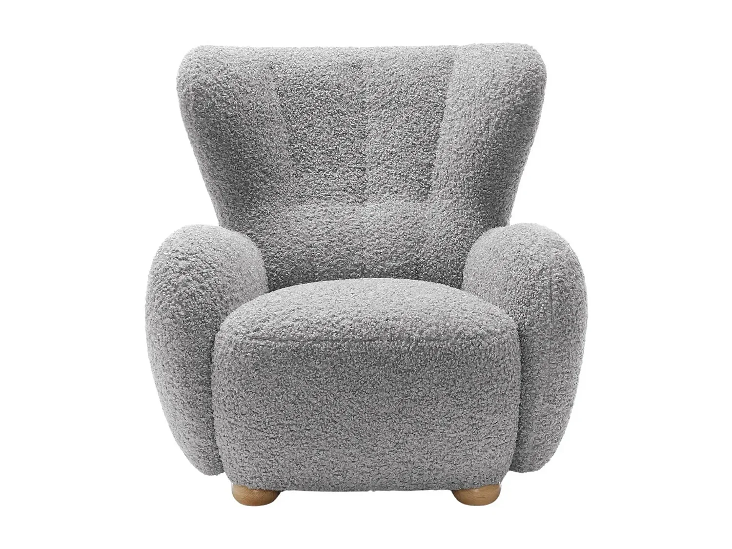 LILI - Fauteuil tissu bouclette - Gris clair