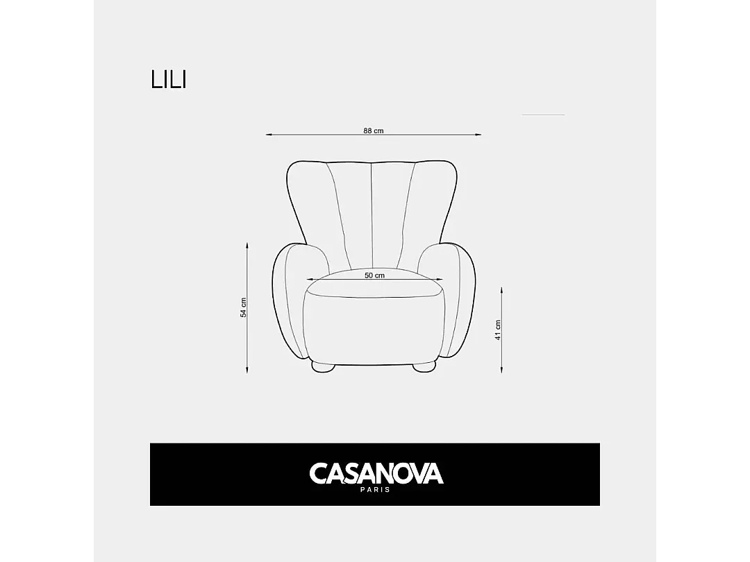 LILI - Fauteuil tissu bouclette - Gris clair