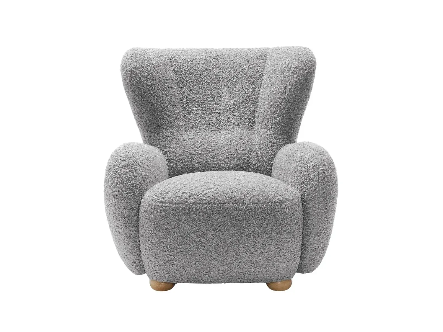 LILI - Fauteuil tissu bouclette - Gris clair