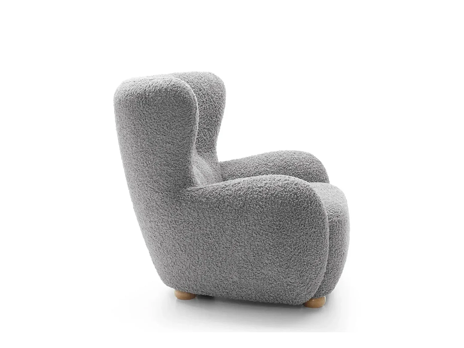 LILI - Fauteuil tissu bouclette - Gris clair