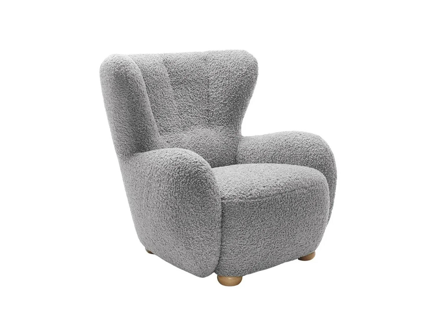 LILI - Fauteuil tissu bouclette - Gris clair