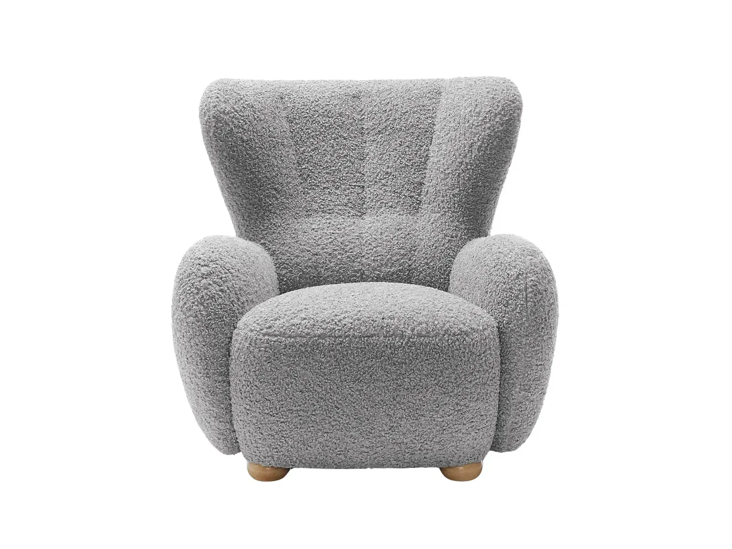 LILI - Fauteuil tissu bouclette - Gris clair