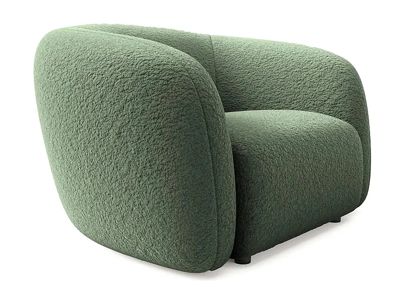 BAHIA - Fauteuil tissu bouclette - Vert