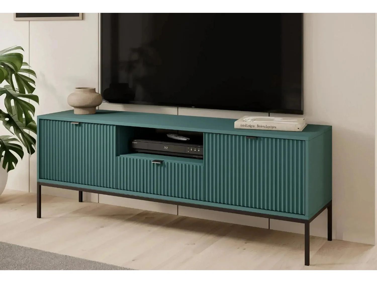 CHARLES - Meuble TV 2 portes 150cm - Vert
