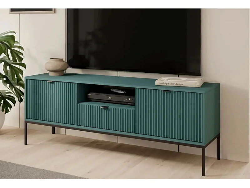 CHARLES - Meuble TV 2 portes 150cm - Vert