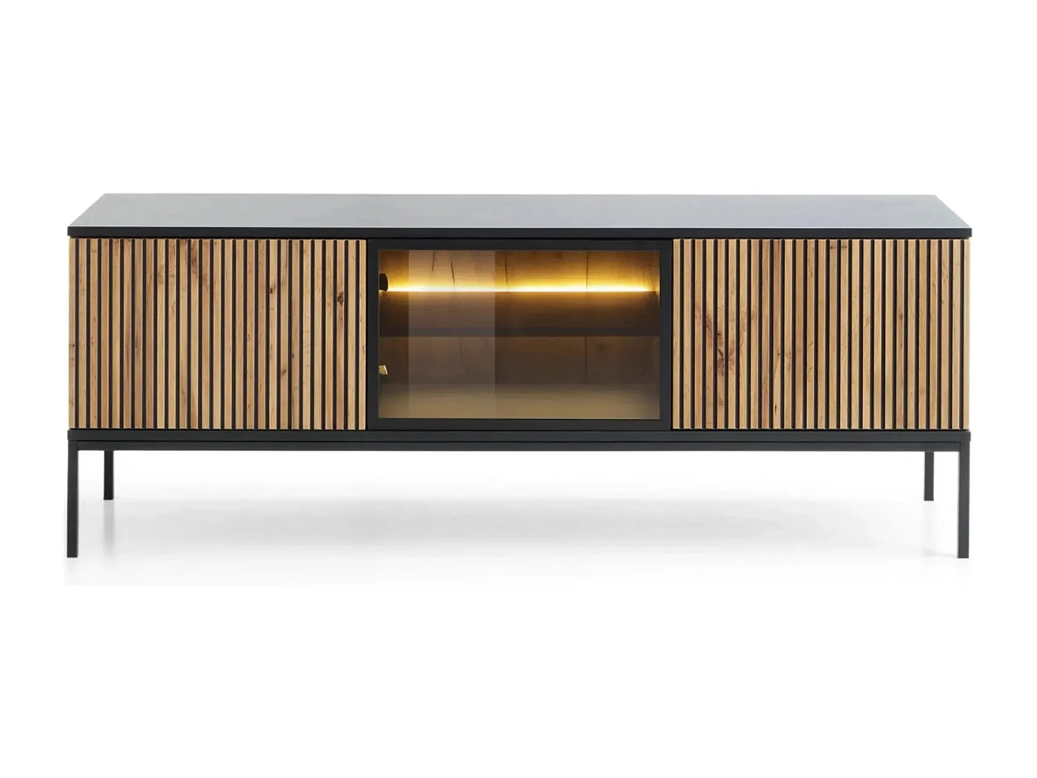 EMMY - Meuble TV 2 portes 150cm - Blanc