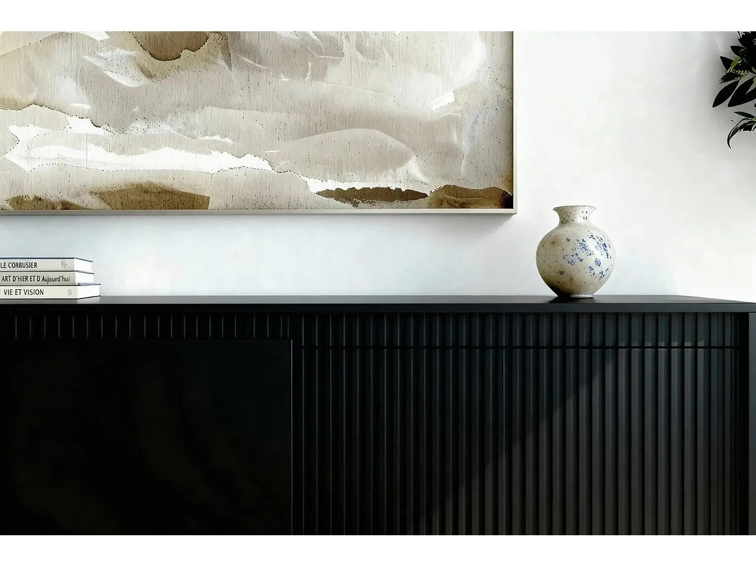 ALINA - Meuble TV 153cm pieds en métal - Noir