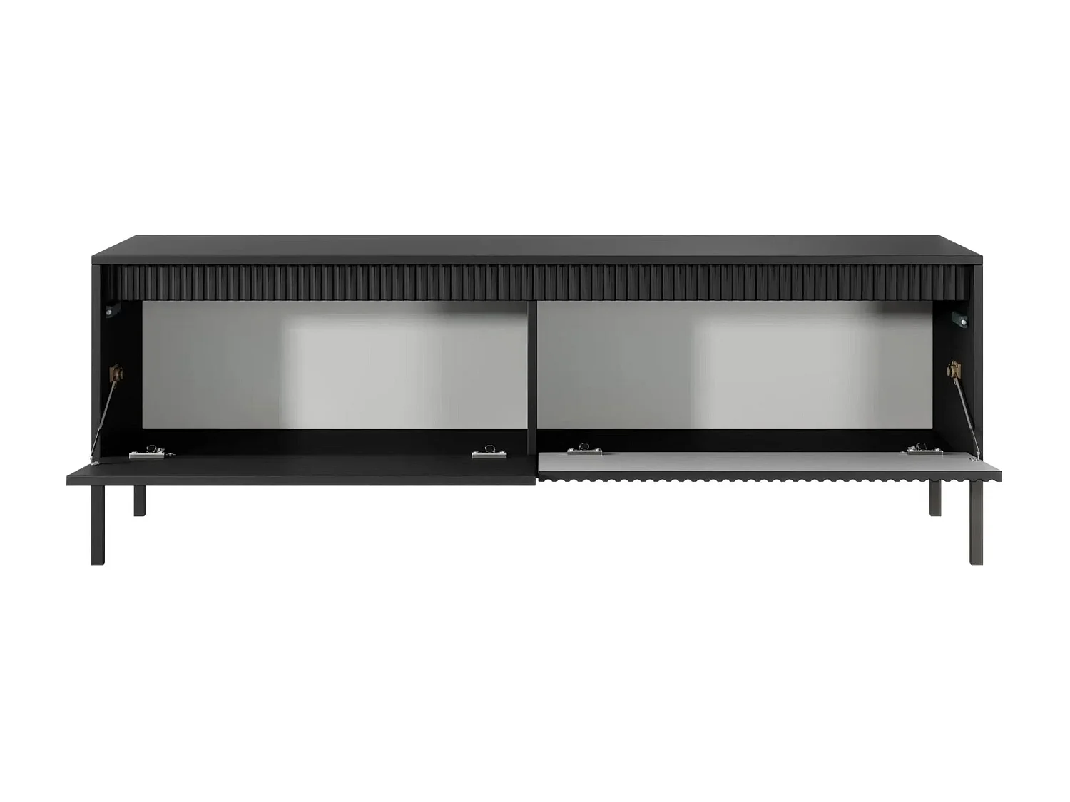 ALINA - Meuble TV 153cm pieds en métal - Noir