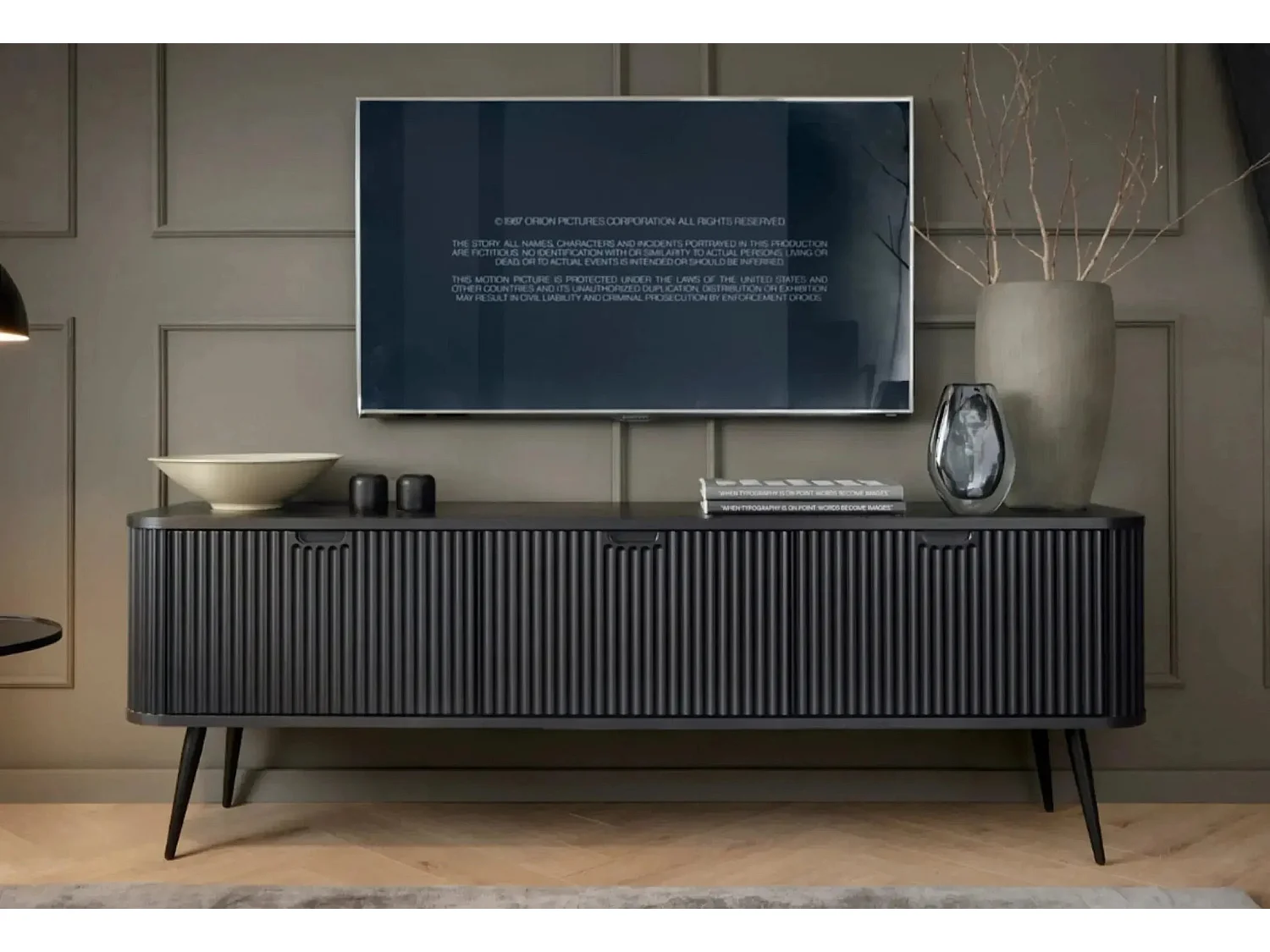 DIANA - Meuble TV 3 portes 170cm - Noir