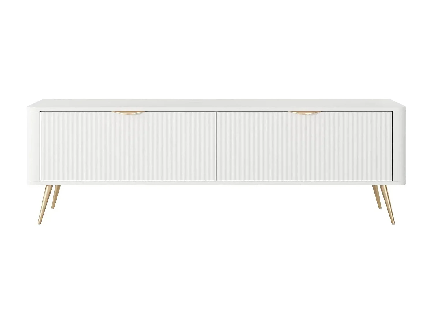 JOUDY MINI - Mini meuble TV 163cm effet rainuré - Blanc