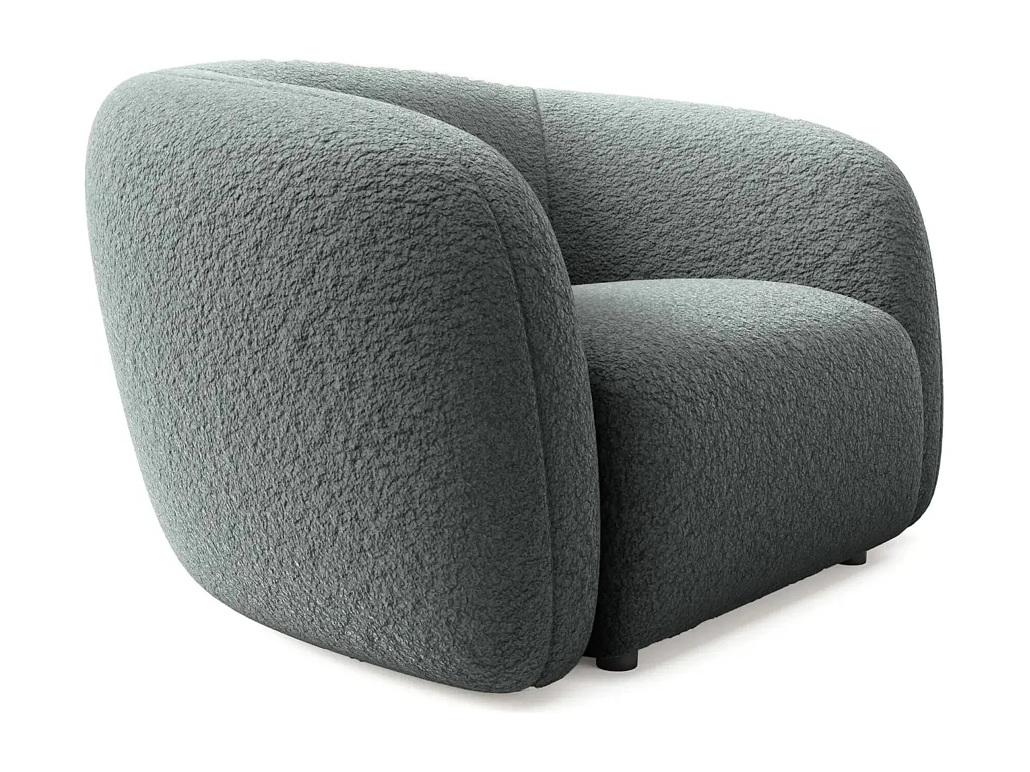 BAHIA - Fauteuil tissu bouclette - Gris foncé
