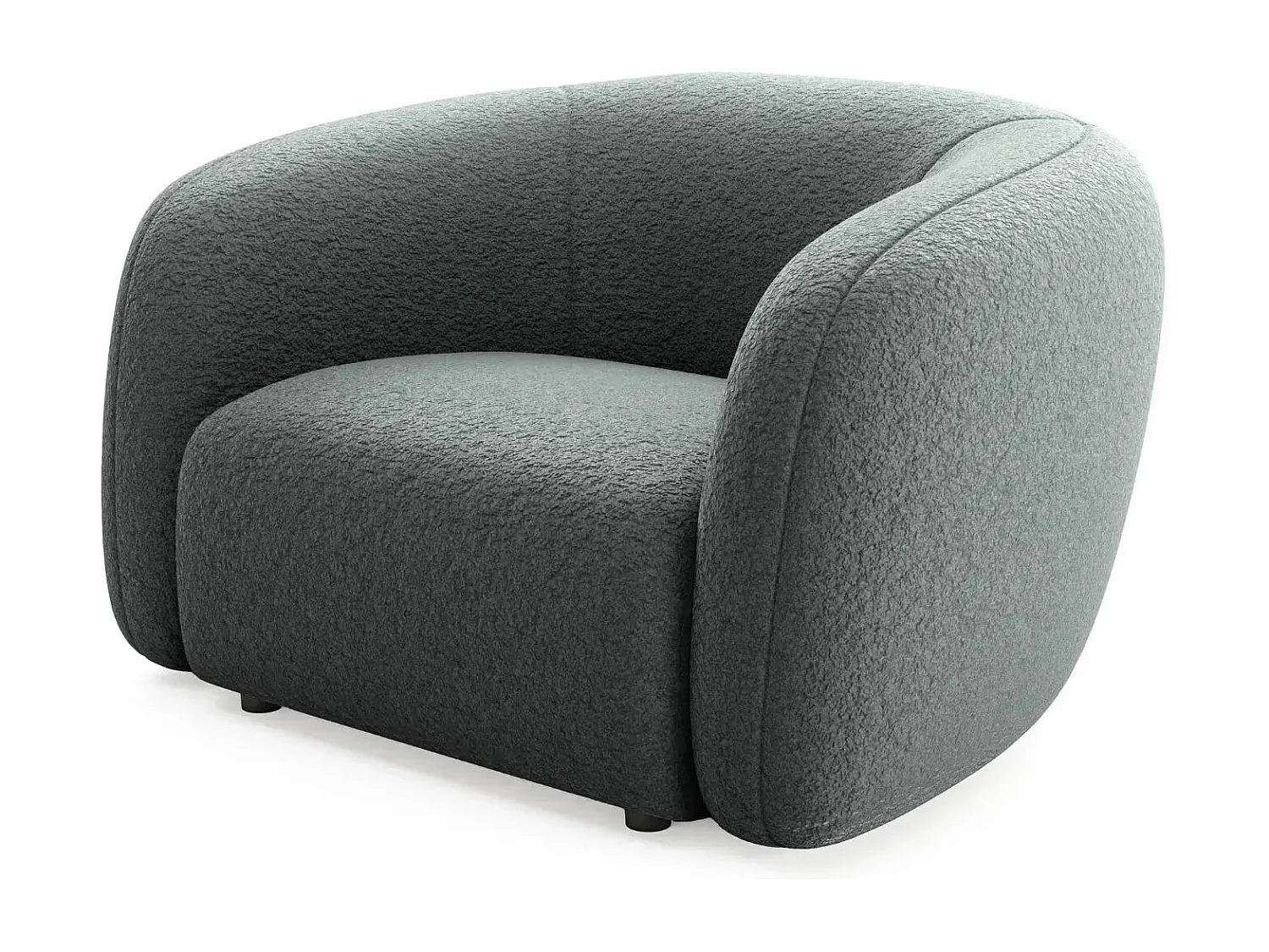 BAHIA - Fauteuil tissu bouclette - Gris foncé