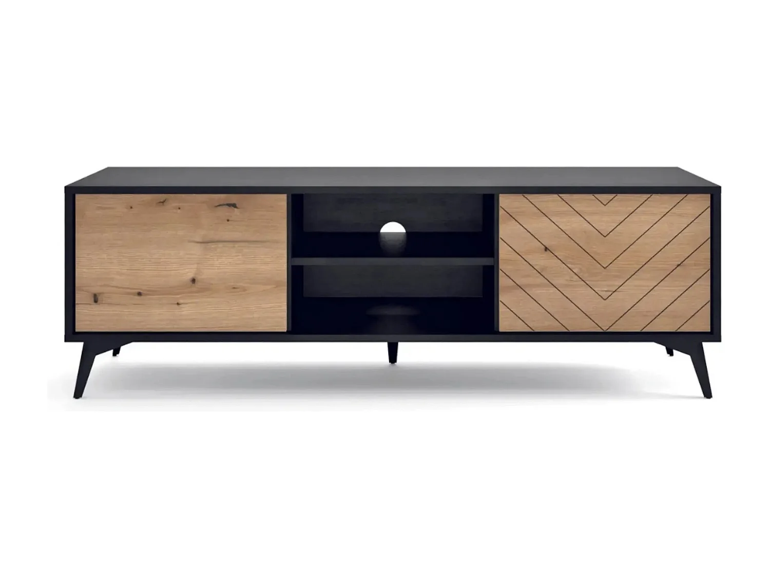 ALICE - Meuble TV en bois 150cm - Marron et noir
