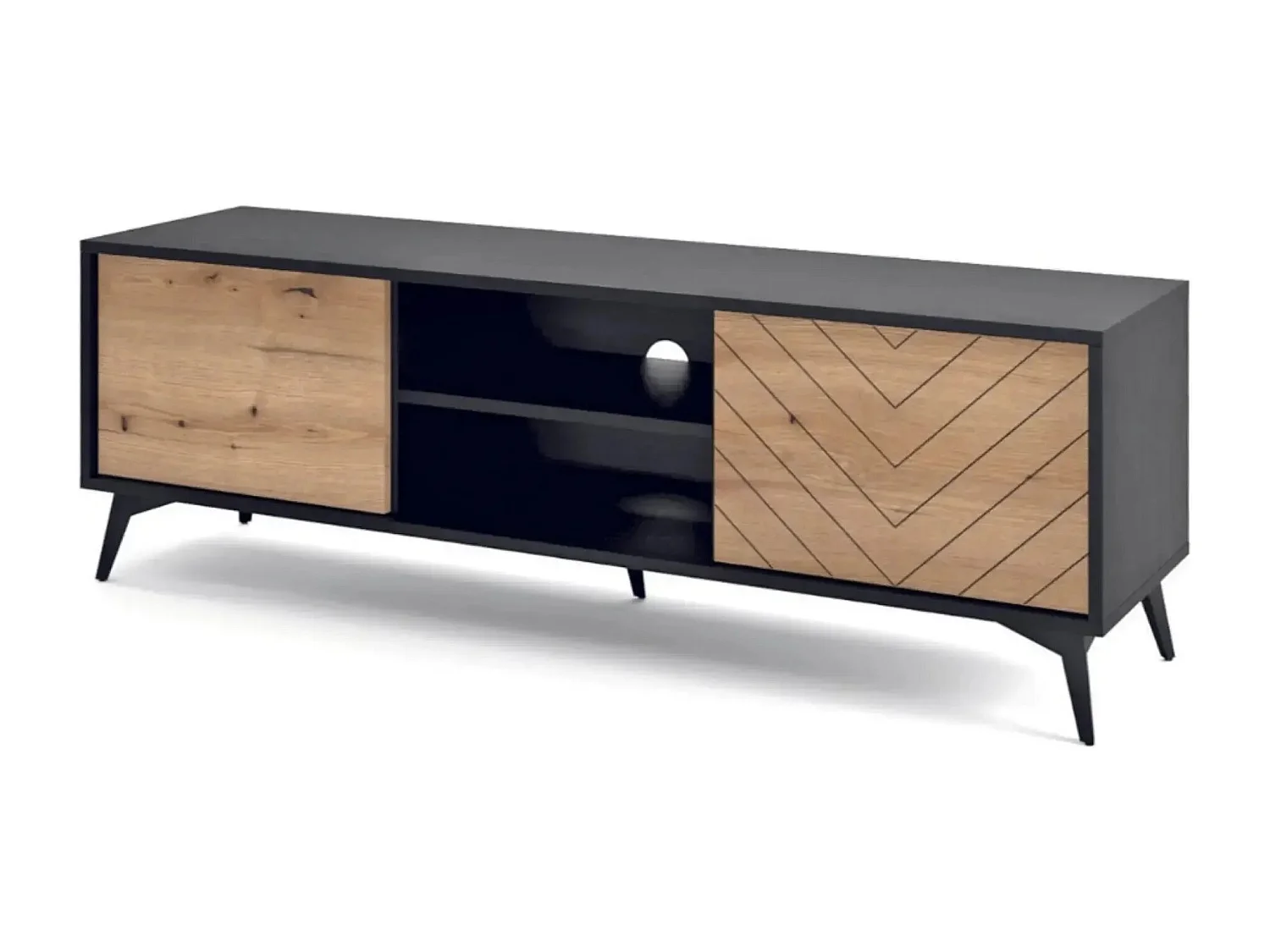 ALICE - Houten TV-meubel 150cm - Bruin en zwart