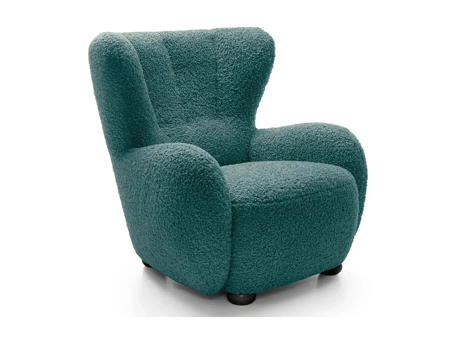 LILI - Fauteuil tissu bouclette - Bleu