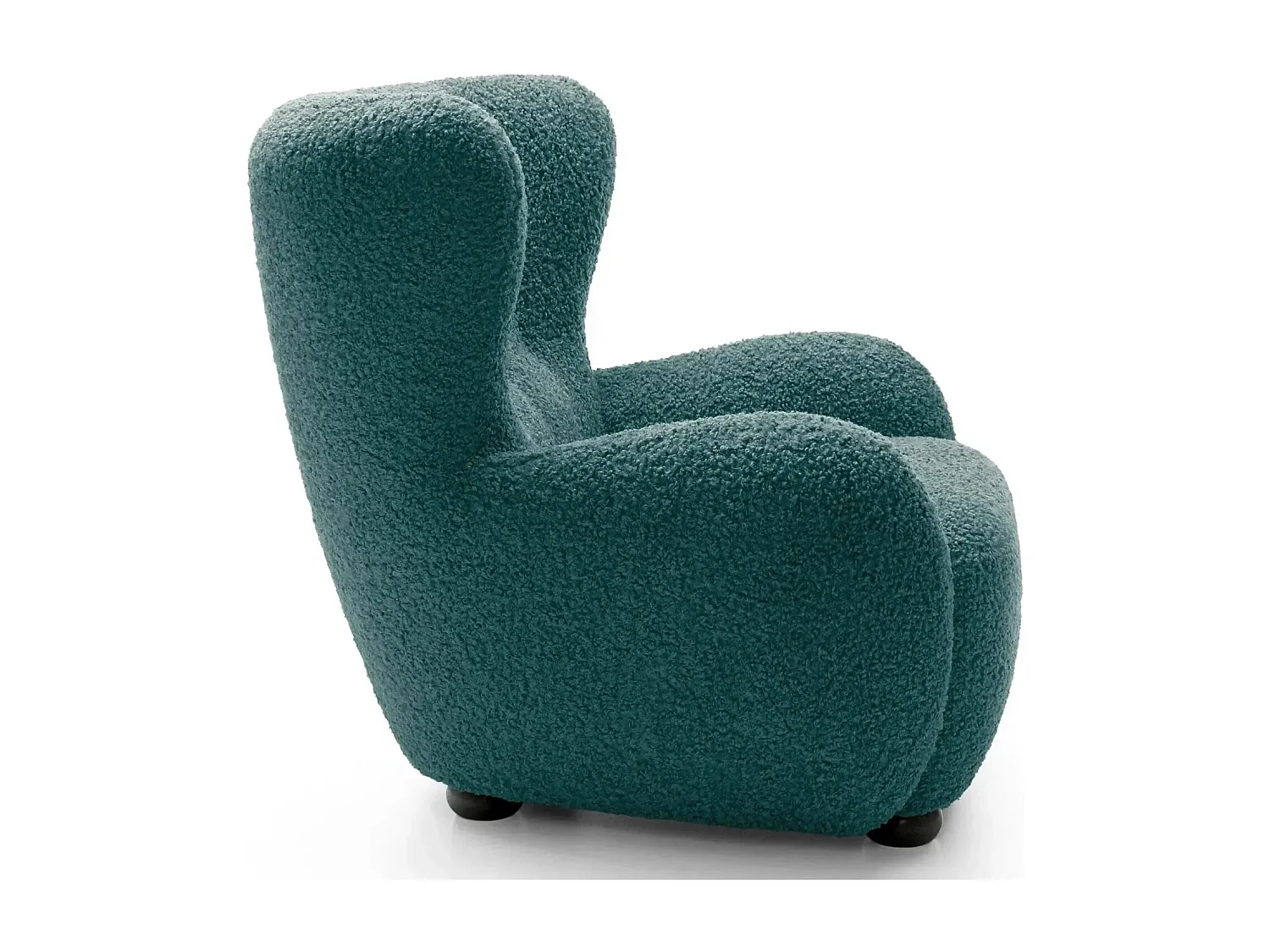LILI - Fauteuil tissu bouclette - Bleu