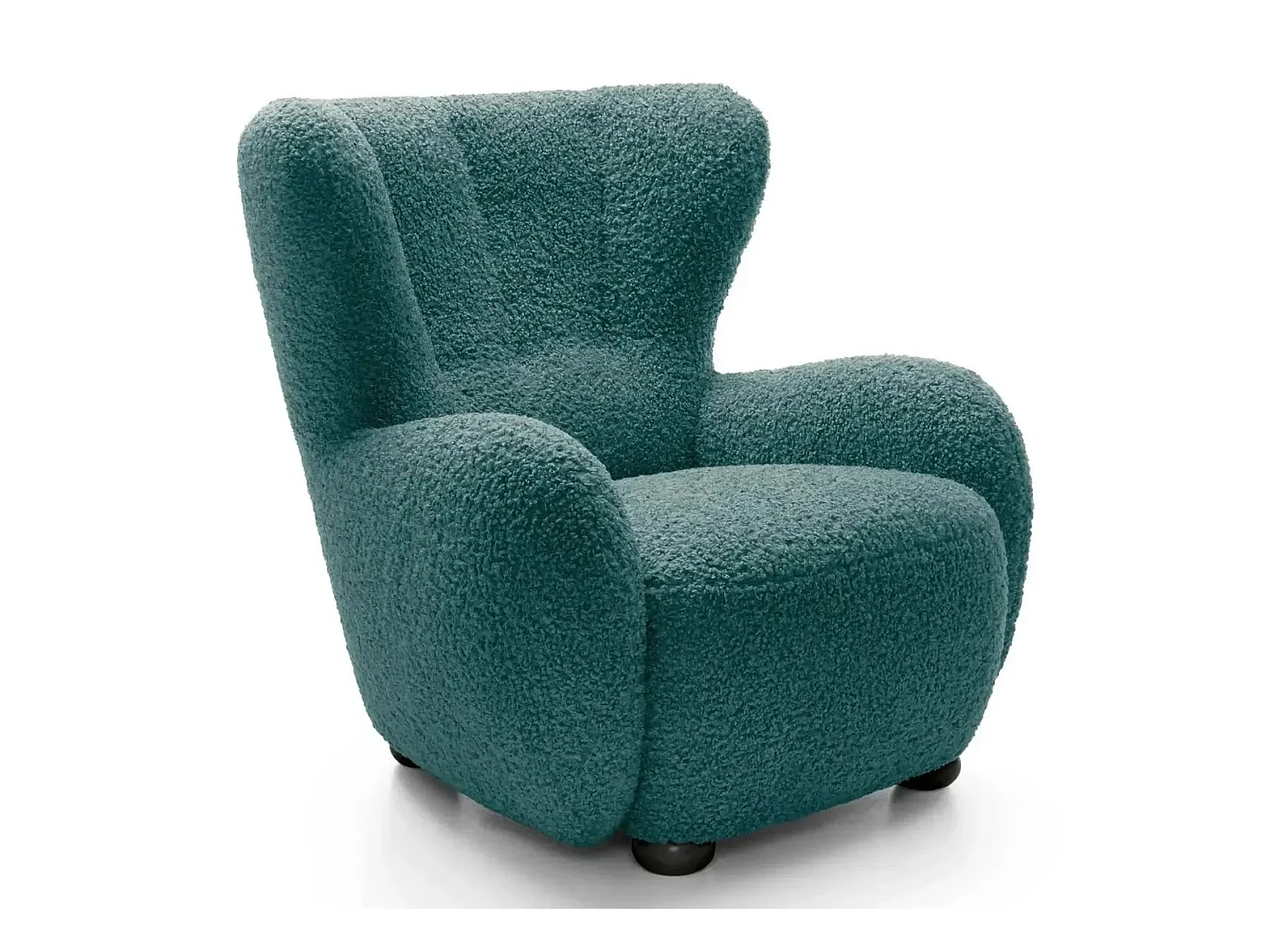 LILI - Fauteuil tissu bouclette - Bleu