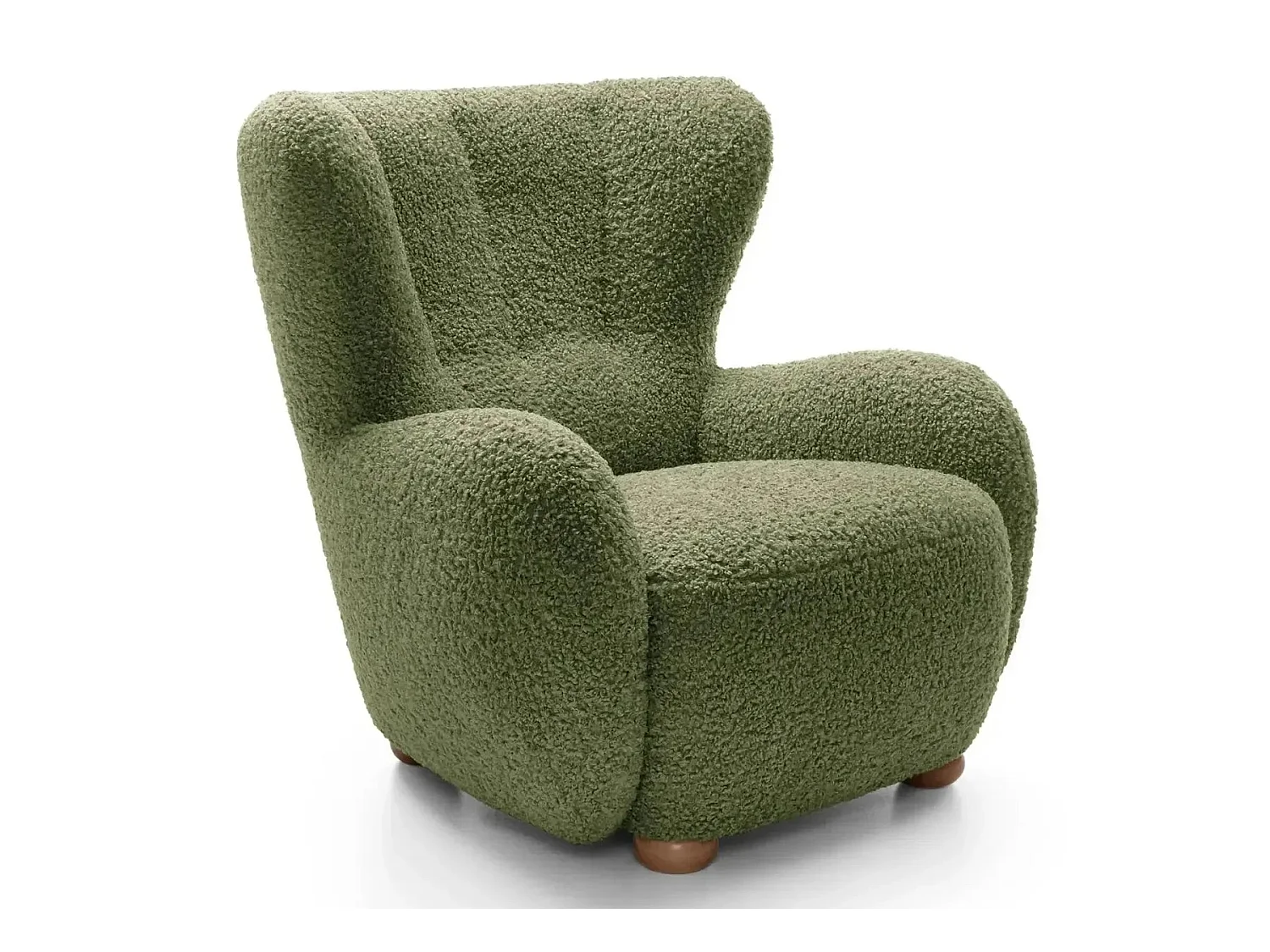 LILI - Fauteuil tissu bouclette - Vert