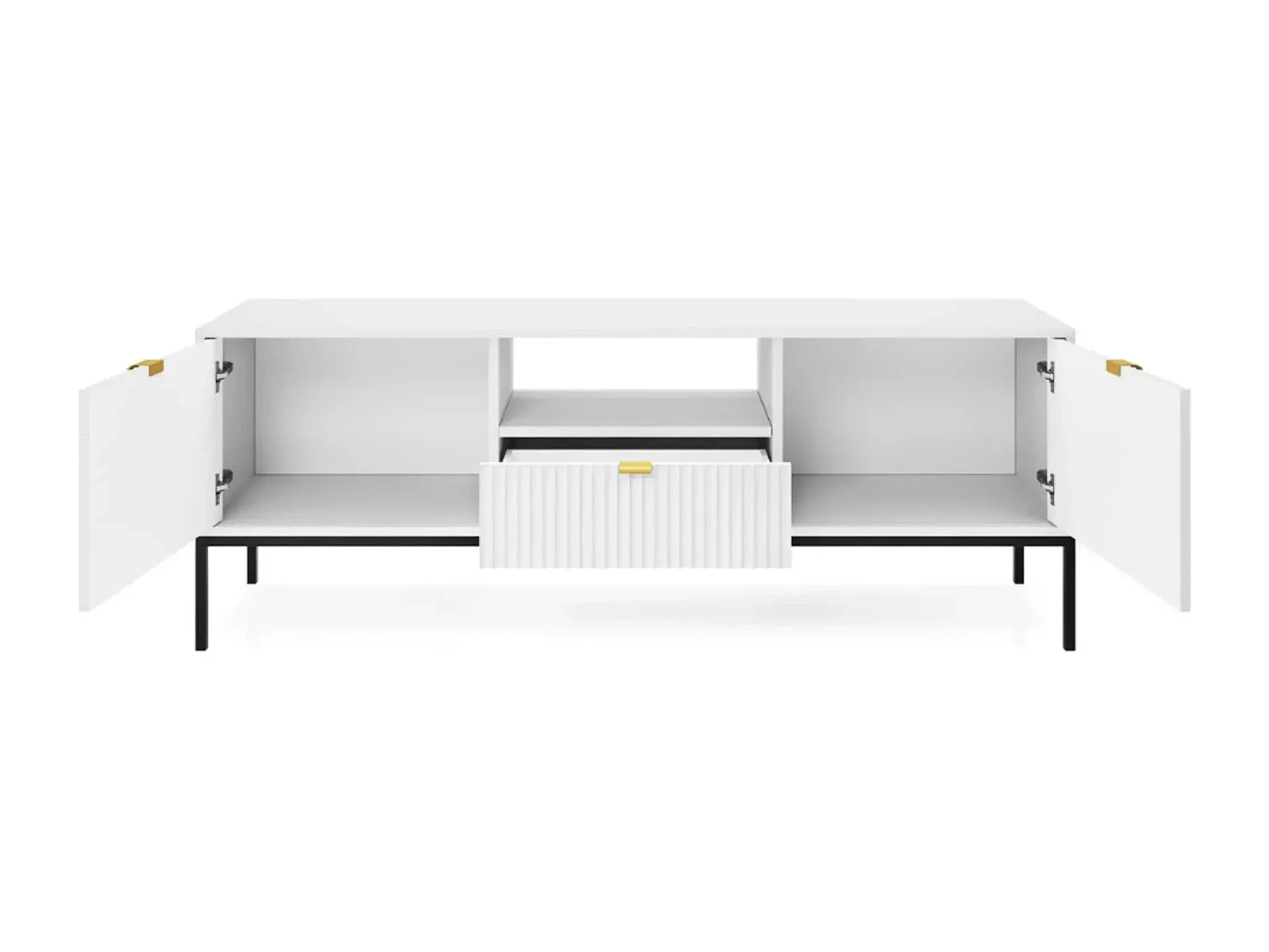 CHARLES - Meuble TV 2 portes 150cm - Blanc