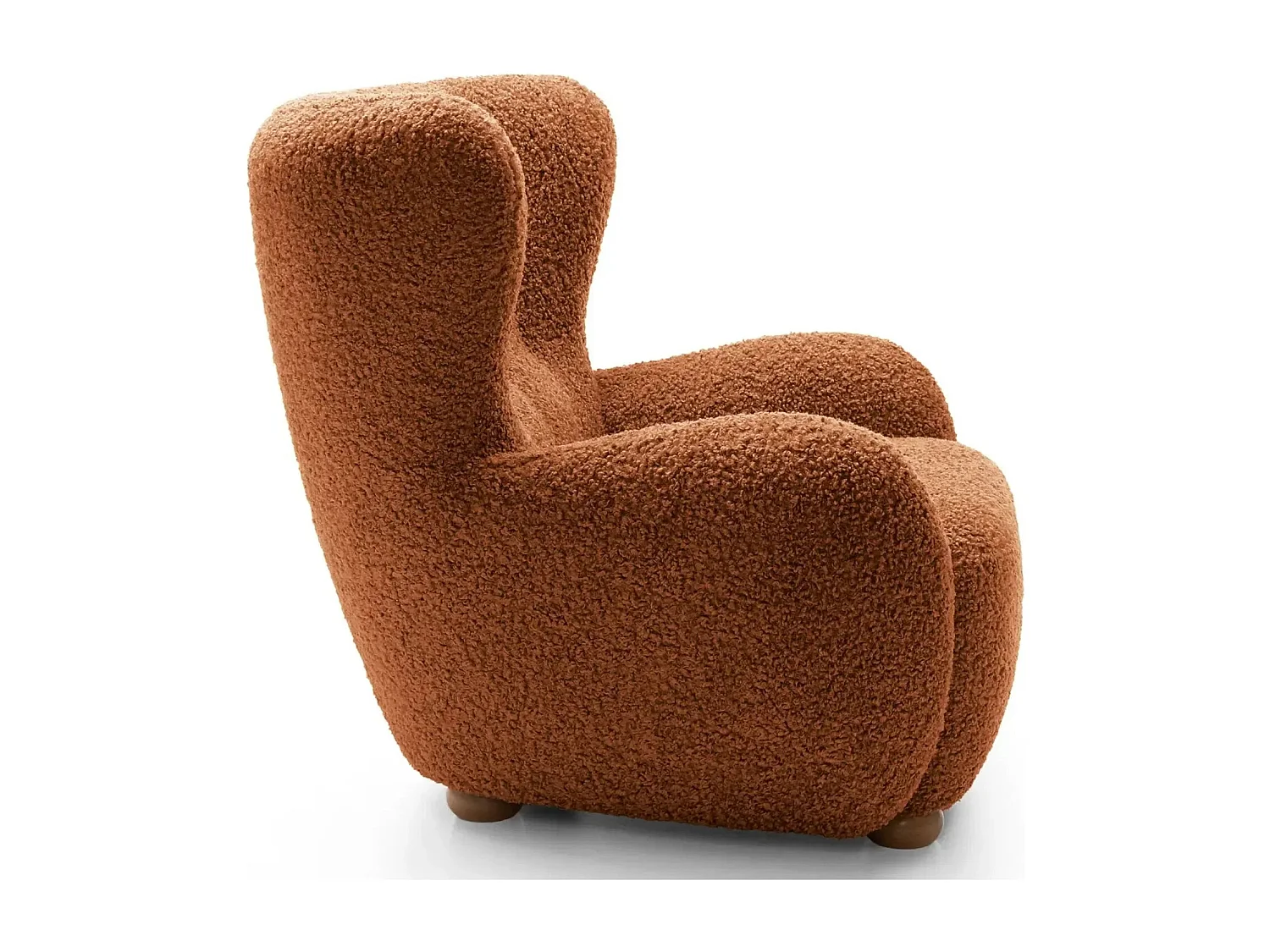 LILI - Fauteuil tissu bouclette - Terracotta