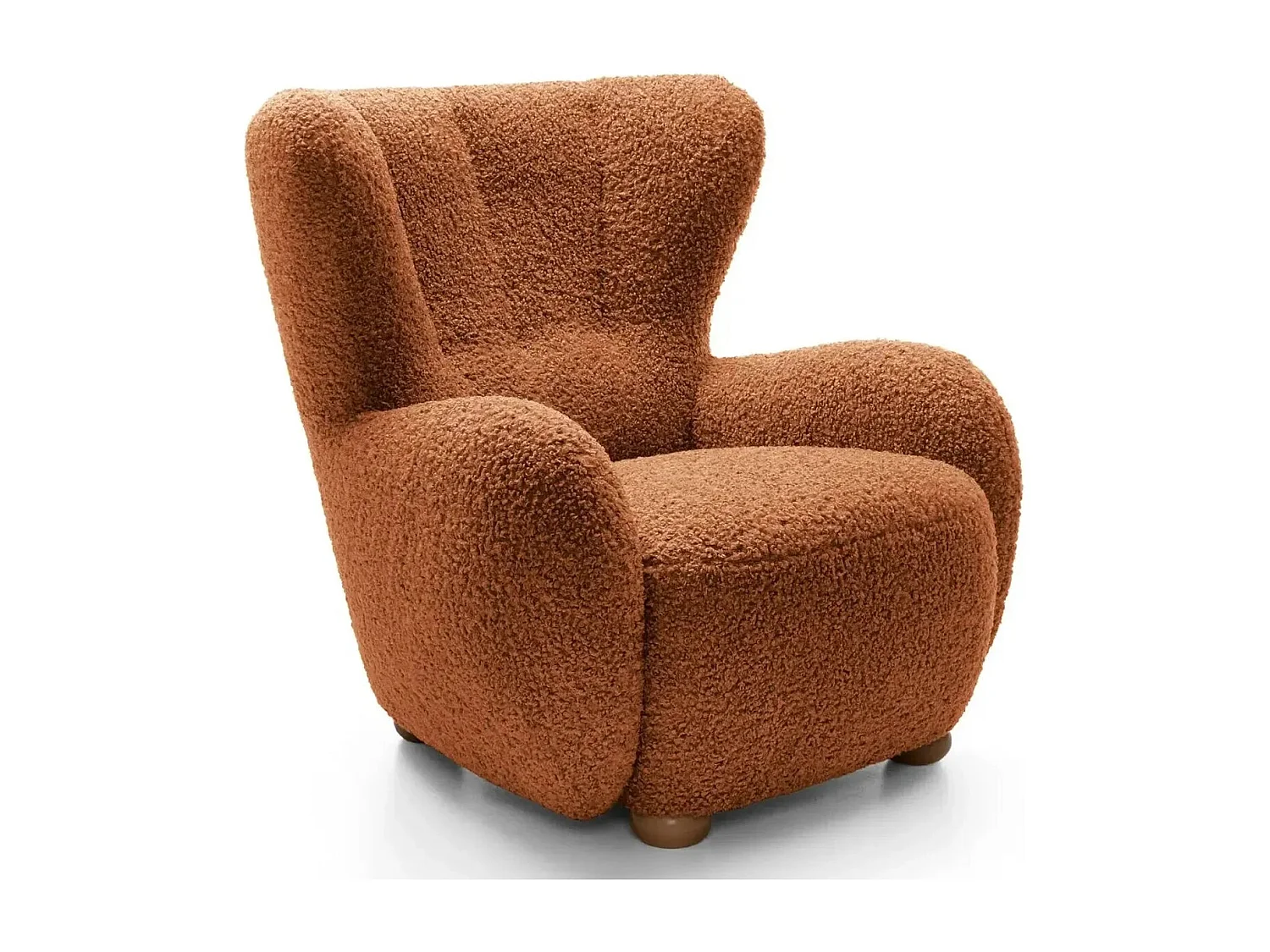 LILI - Fauteuil tissu bouclette - Terracotta