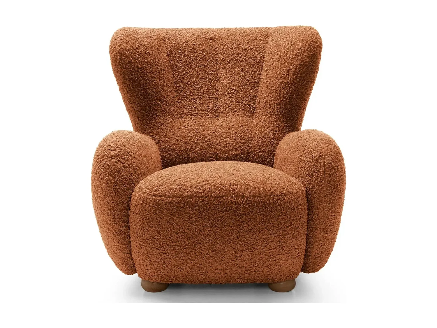 LILI - Fauteuil tissu bouclette - Terracotta
