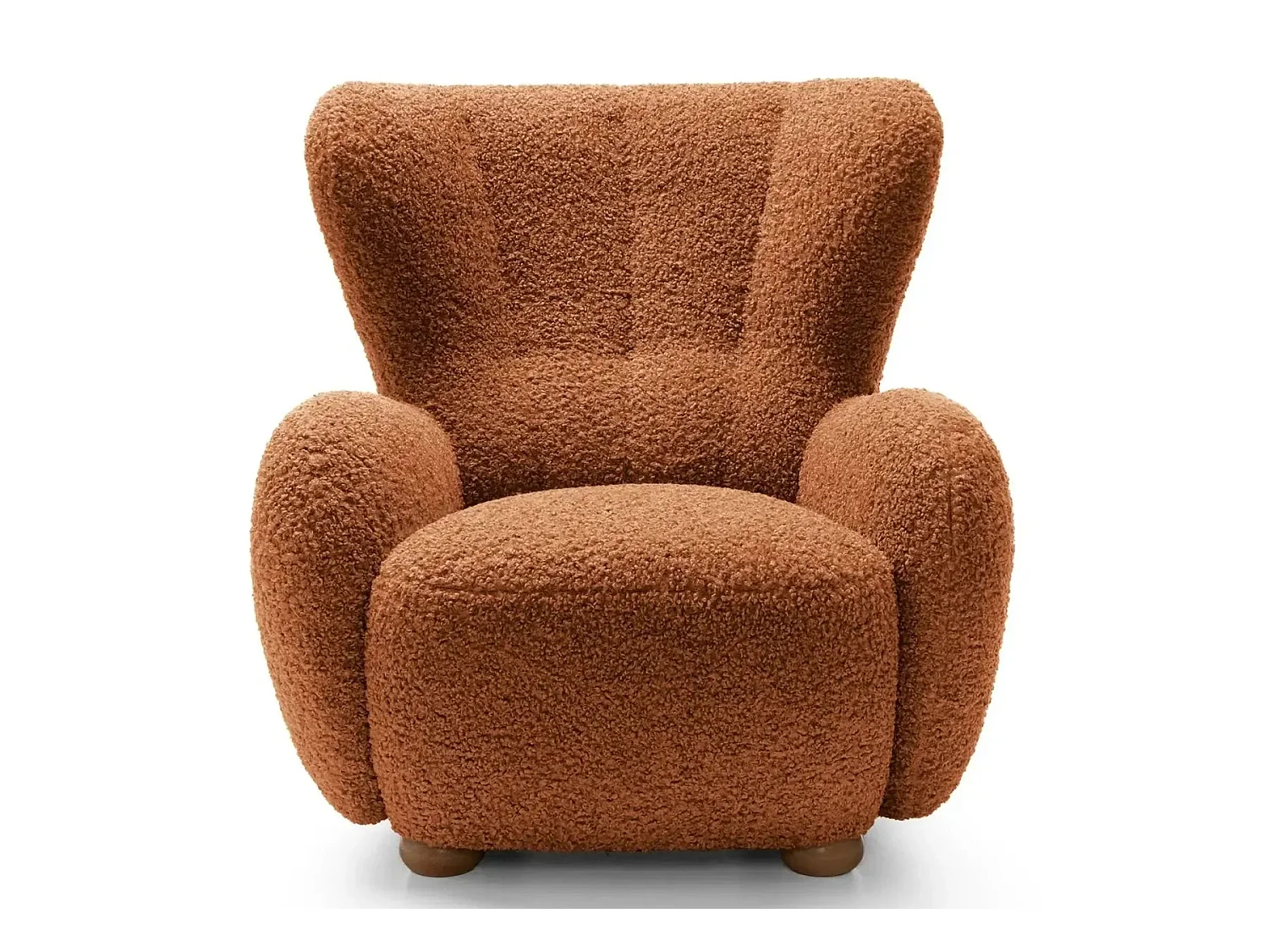 LILI - Fauteuil tissu bouclette - Terracotta