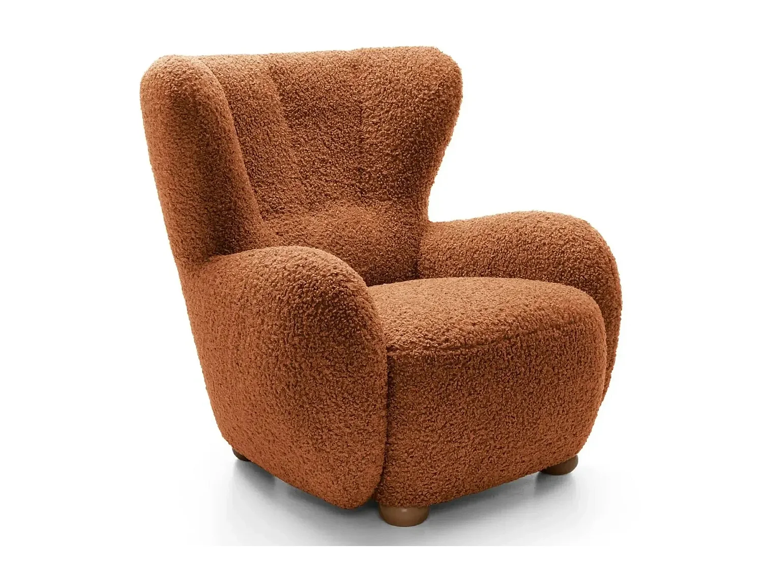 LILI - Fauteuil tissu bouclette - Terracotta