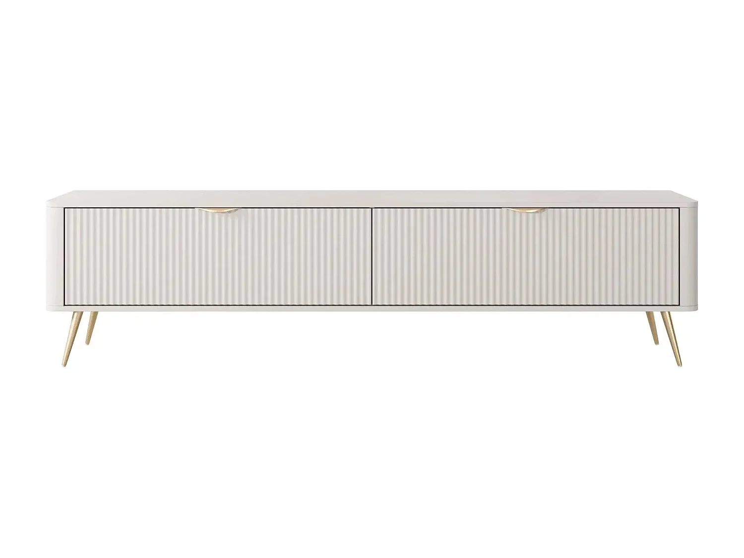 JOUDY - Meuble TV 200cm effet rainuré - Beige