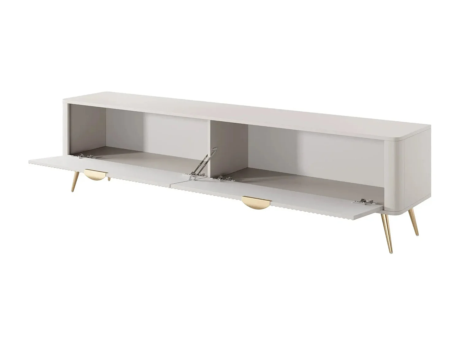 JOUDY - Meuble TV 200cm effet rainuré - Beige