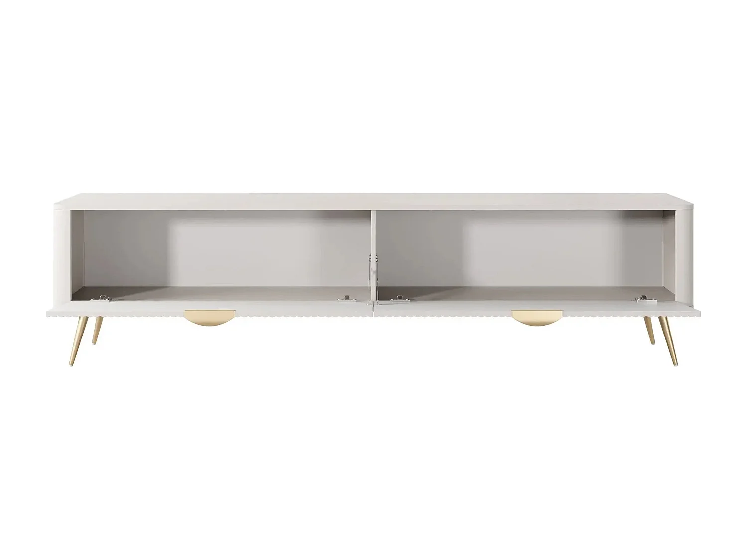 JOUDY - Meuble TV 200cm effet rainuré - Beige