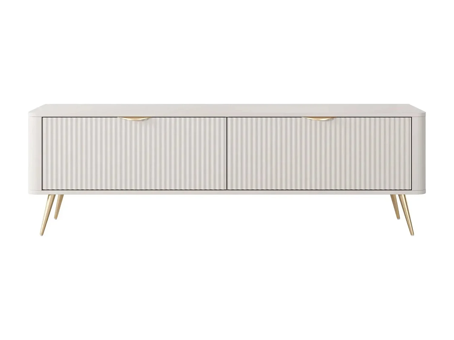 JOUDY MINI - Mini meuble TV 163cm effet rainuré - Beige