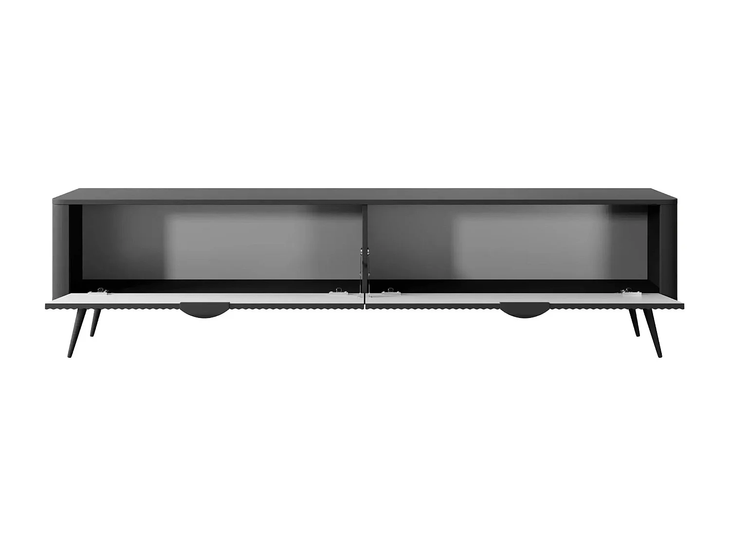 JOUDY - Meuble TV 200cm effet rainuré - Noir