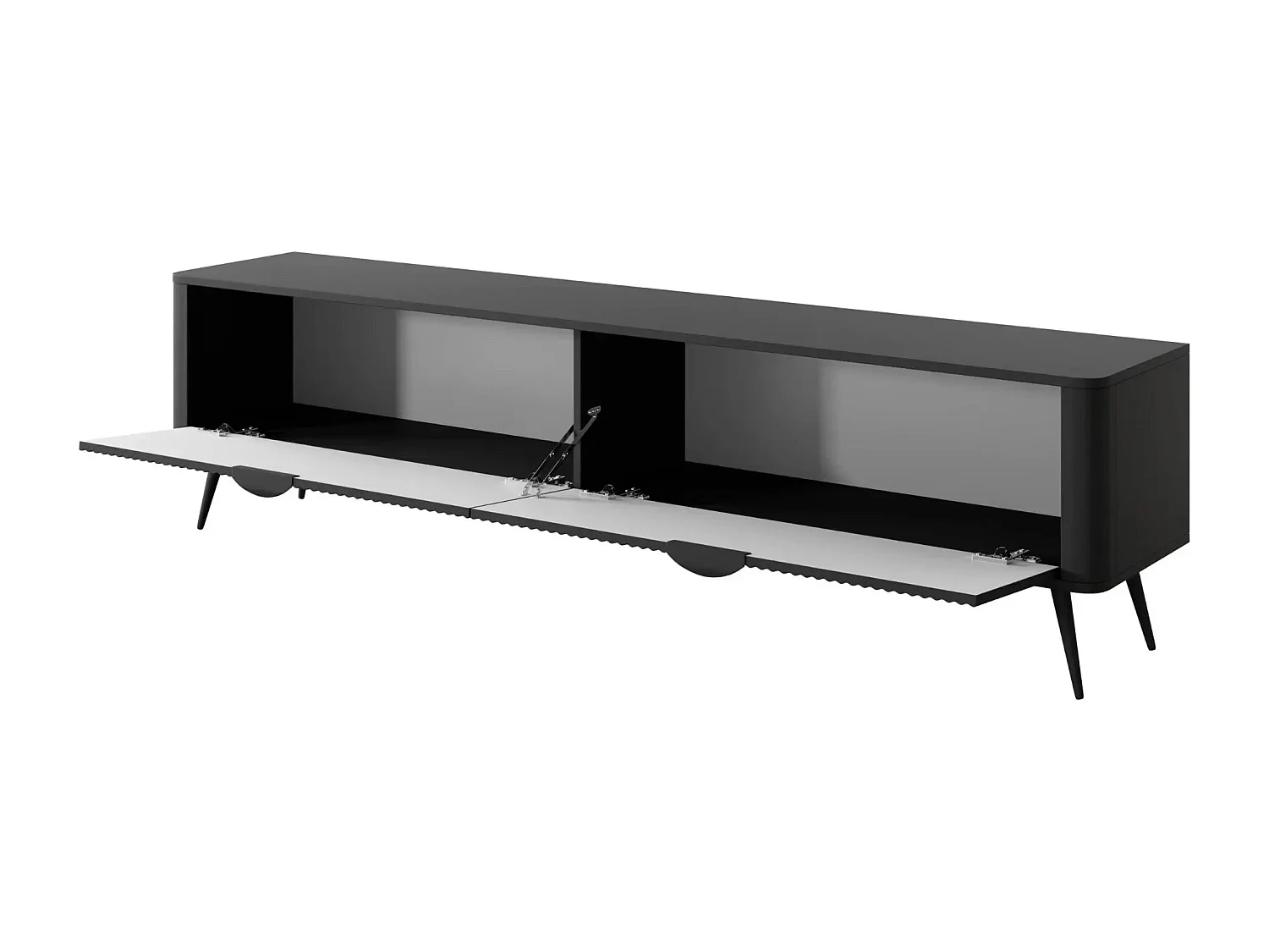 JOUDY - Meuble TV 200cm effet rainuré - Noir