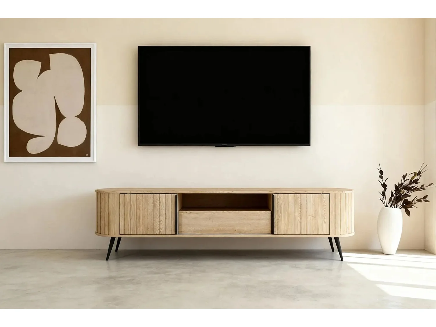 LEIA - Meuble TV en chêne cremona 196cm