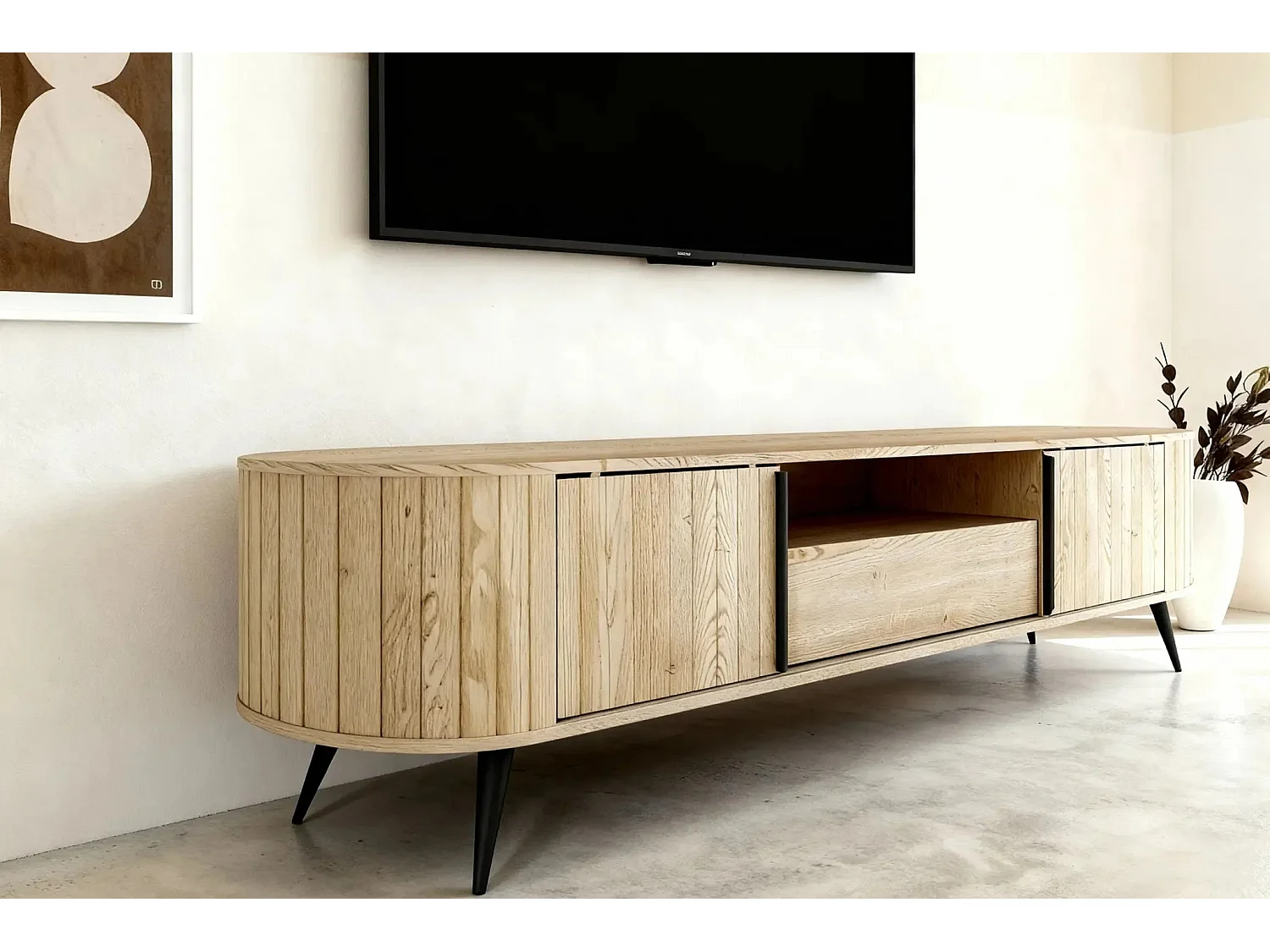 LEIA - Meuble TV en chêne cremona 196cm