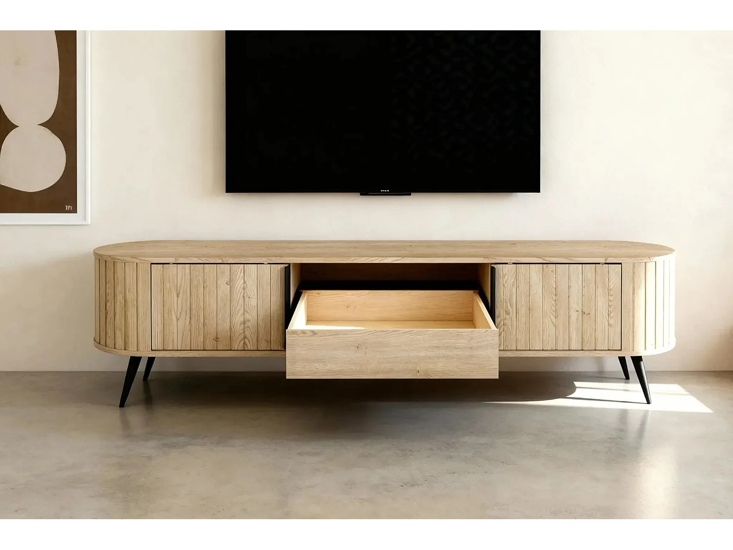 LEIA - Meuble TV en chêne cremona 196cm