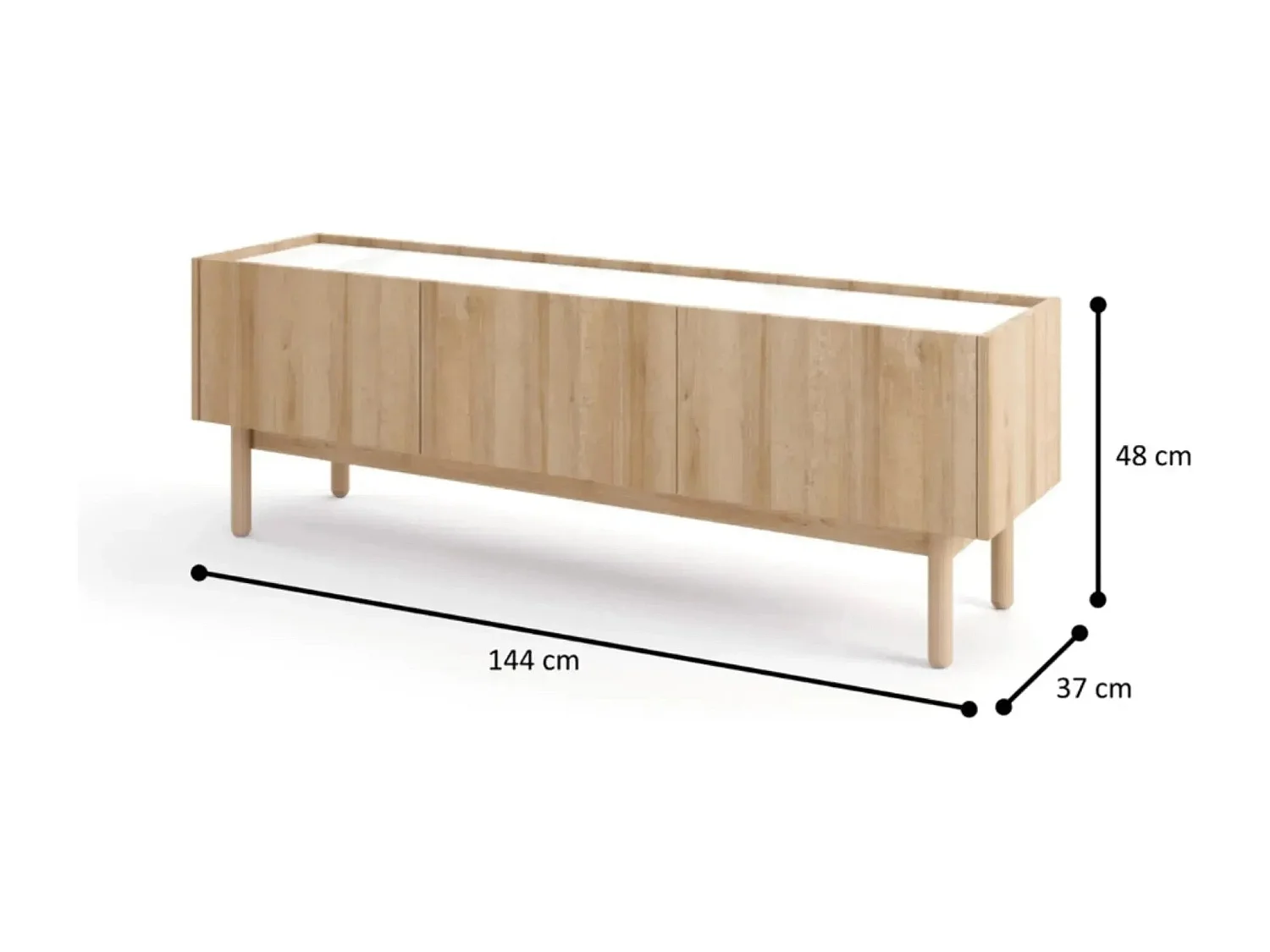 GABIN - Meuble TV 3 portes 140cm - Beige